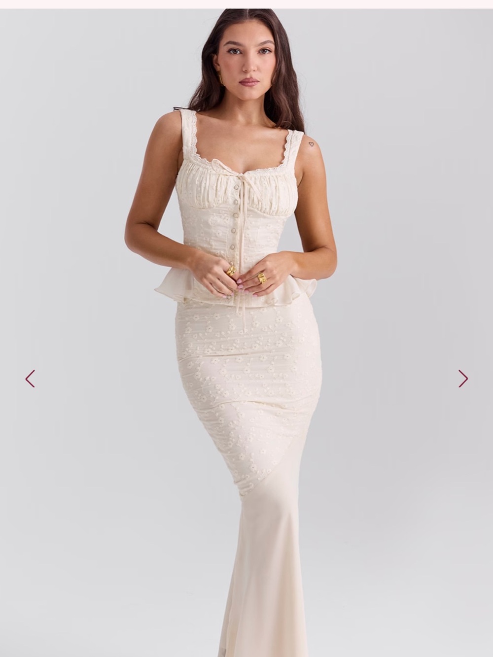 NWT House of CB LANA Vintage Cream Cotton Broderie Anglais Maxi Skirt